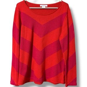 Liz Claiborne women’s size XL pullover pink orange chevron sweater long sleeve
